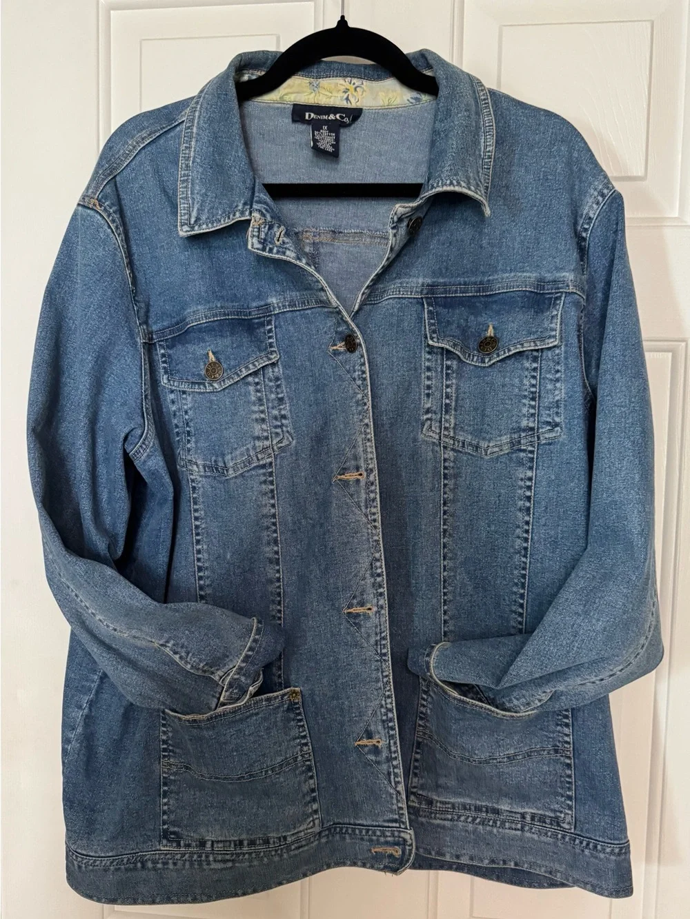 Denim&Co Light Blue Oversized Jean Jacket - Picture 1 of 5